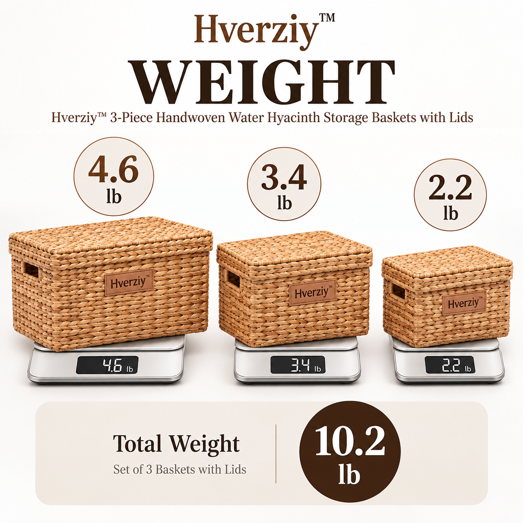 Hverziy Lidded Rectangular Woven Organizer Trio image 2
