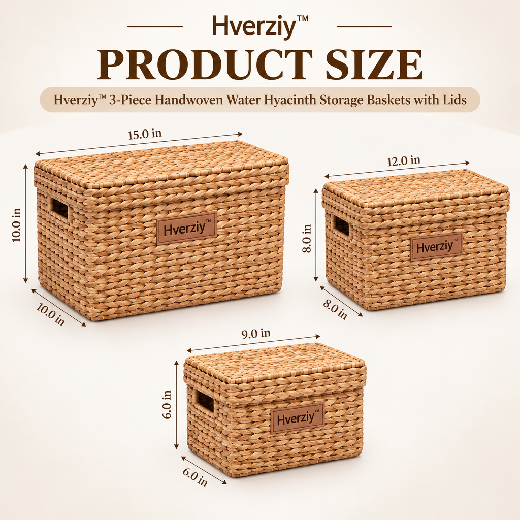 Hverziy Lidded Rectangular Woven Organizer Trio image 5