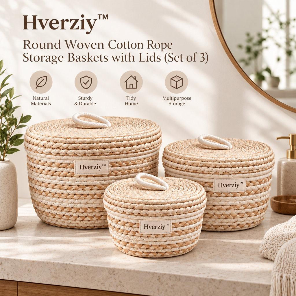Hverziy Soft Weave Cotton Rope Storage Baskets image 3