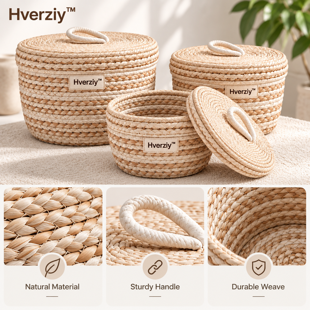 Hverziy Soft Weave Cotton Rope Storage Baskets image 4