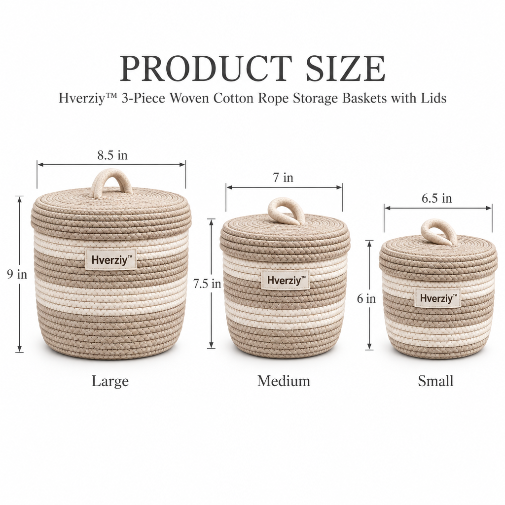 Hverziy Ivory Loop-Handle Storage Basket Set image 5