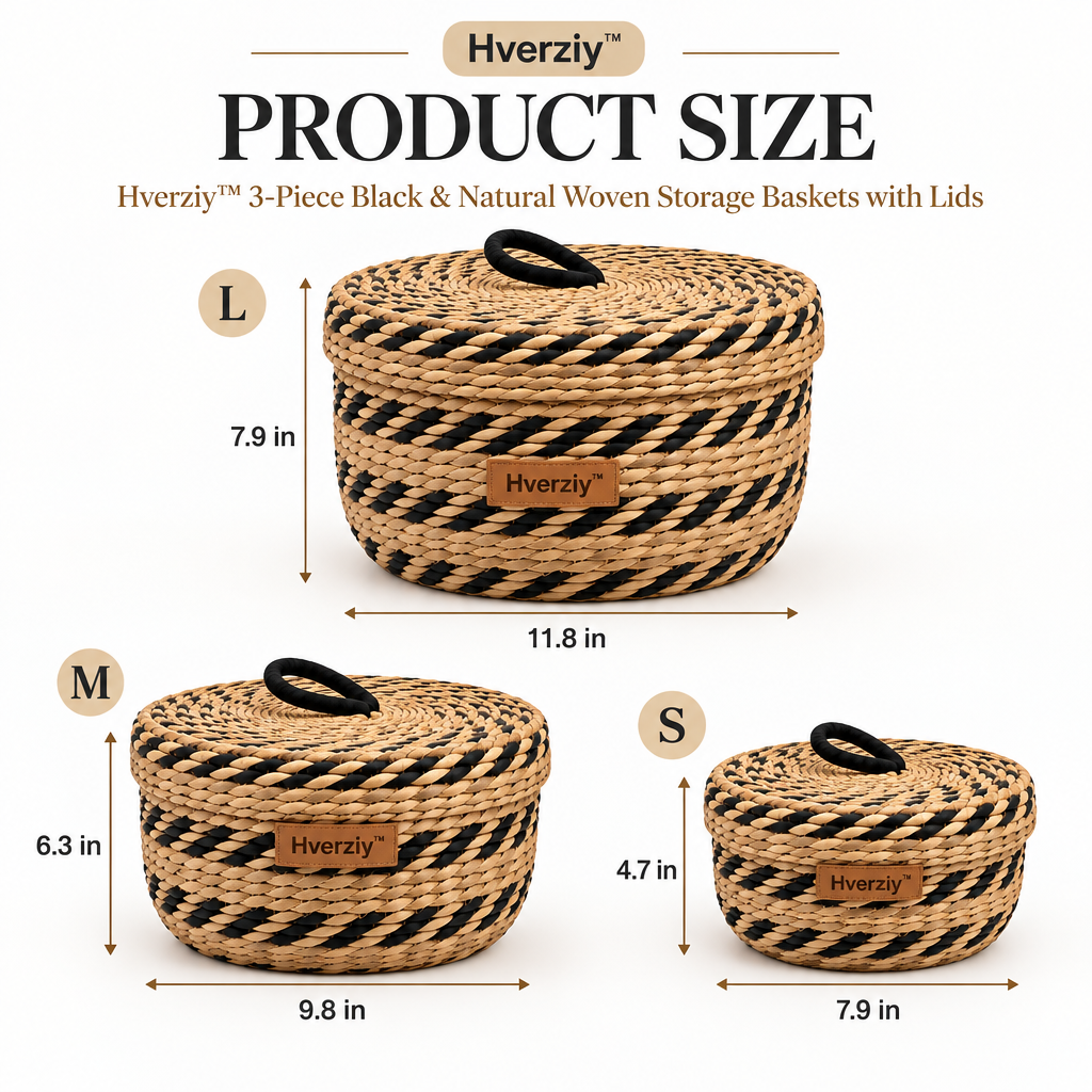 Hverziy Noir Accent Handwoven Basket Trio image 5