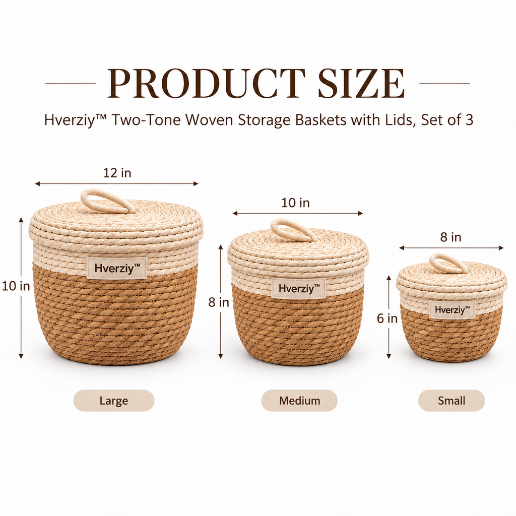 Hverziy Natural Canvas-Lined Lidded Baskets image 3