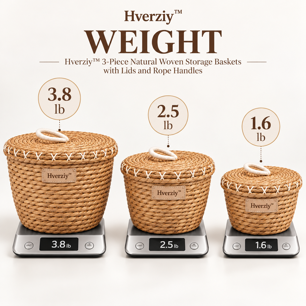 Hverziy Braided Market Handle Storage Basket Set image 2