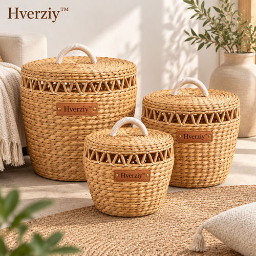 Hverziy Artisan Open-Weave Carry Basket Set image 1