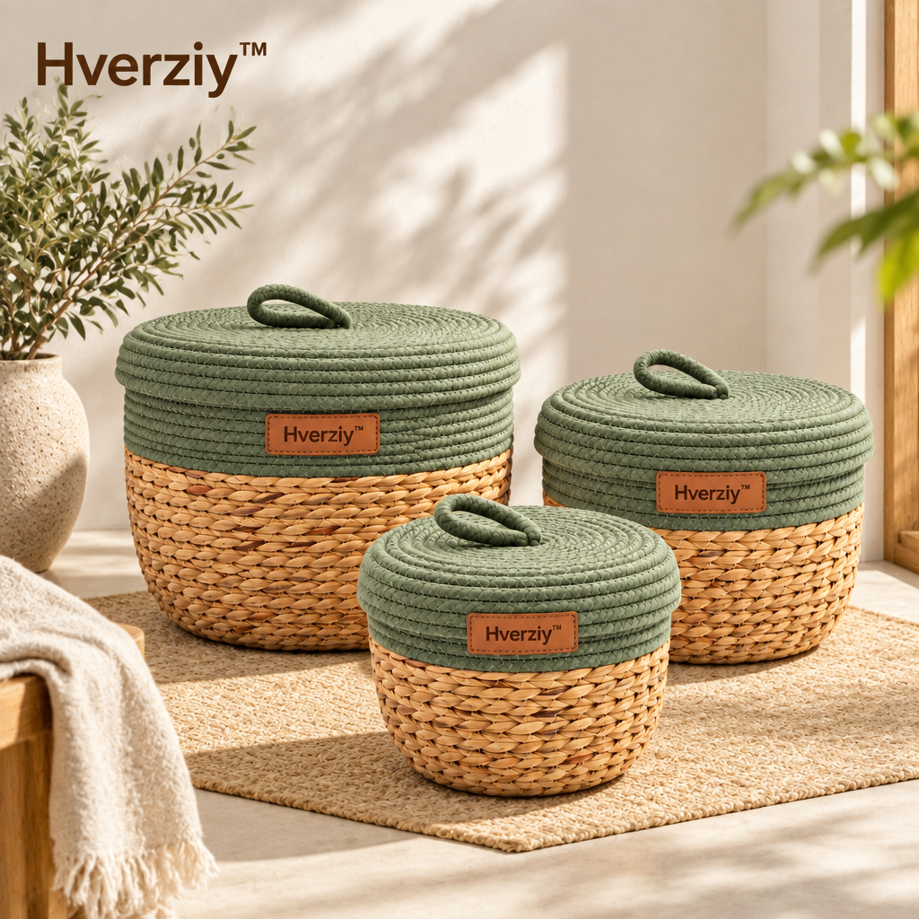 Hverziy Sage Accent Cotton Rope Storage Baskets image 4