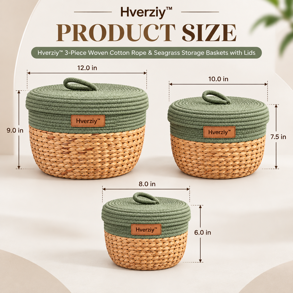 Hverziy Sage Accent Cotton Rope Storage Baskets image 5