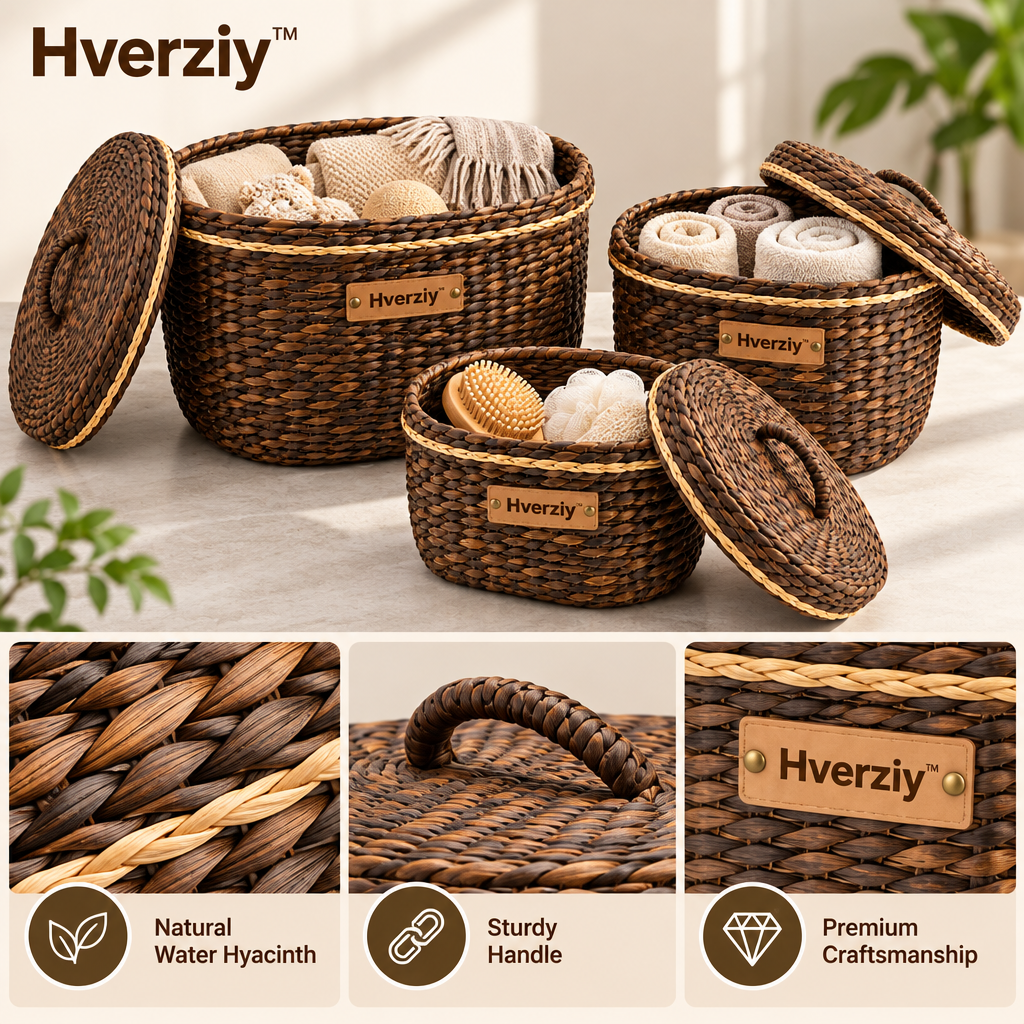 Hverziy Espresso Two-Tone Lidded Basket Set image 1