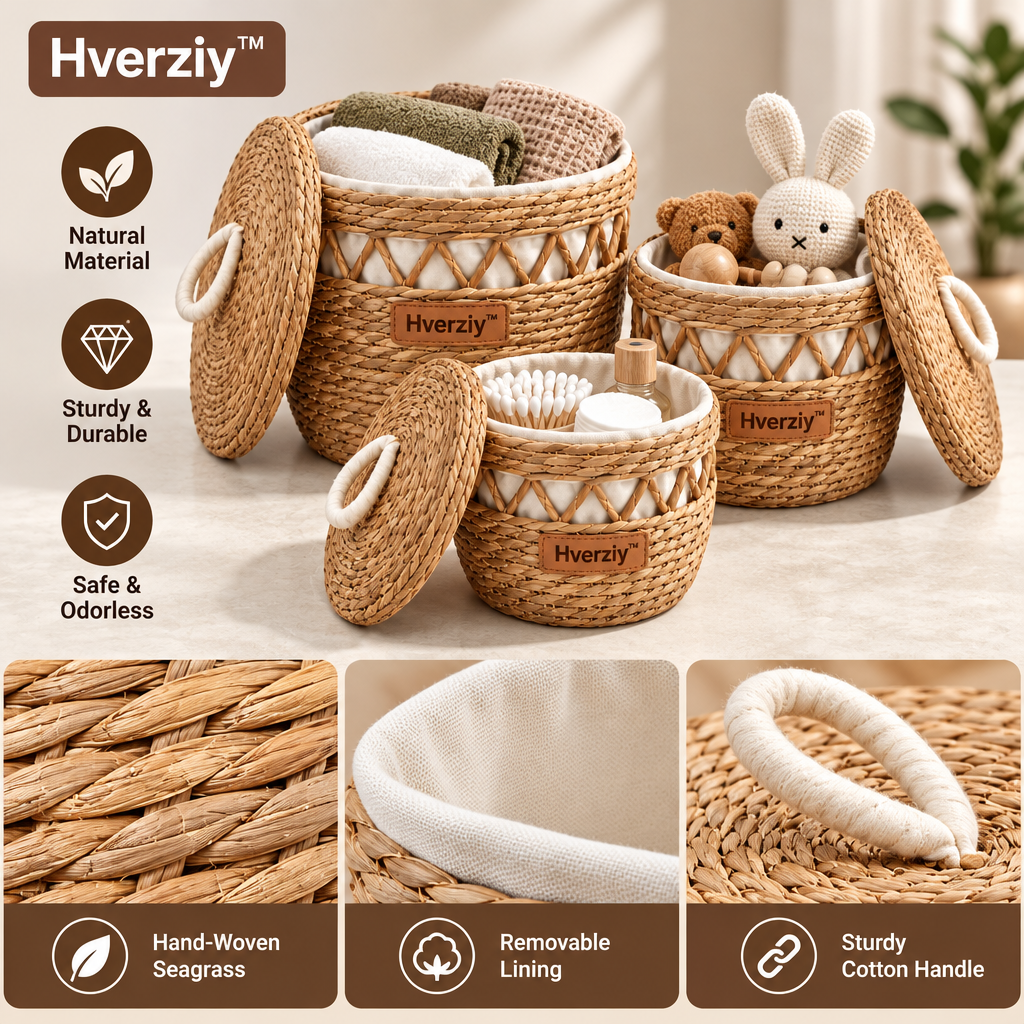 Hverziy Willow Cutout Handle Storage Basket Trio image 2