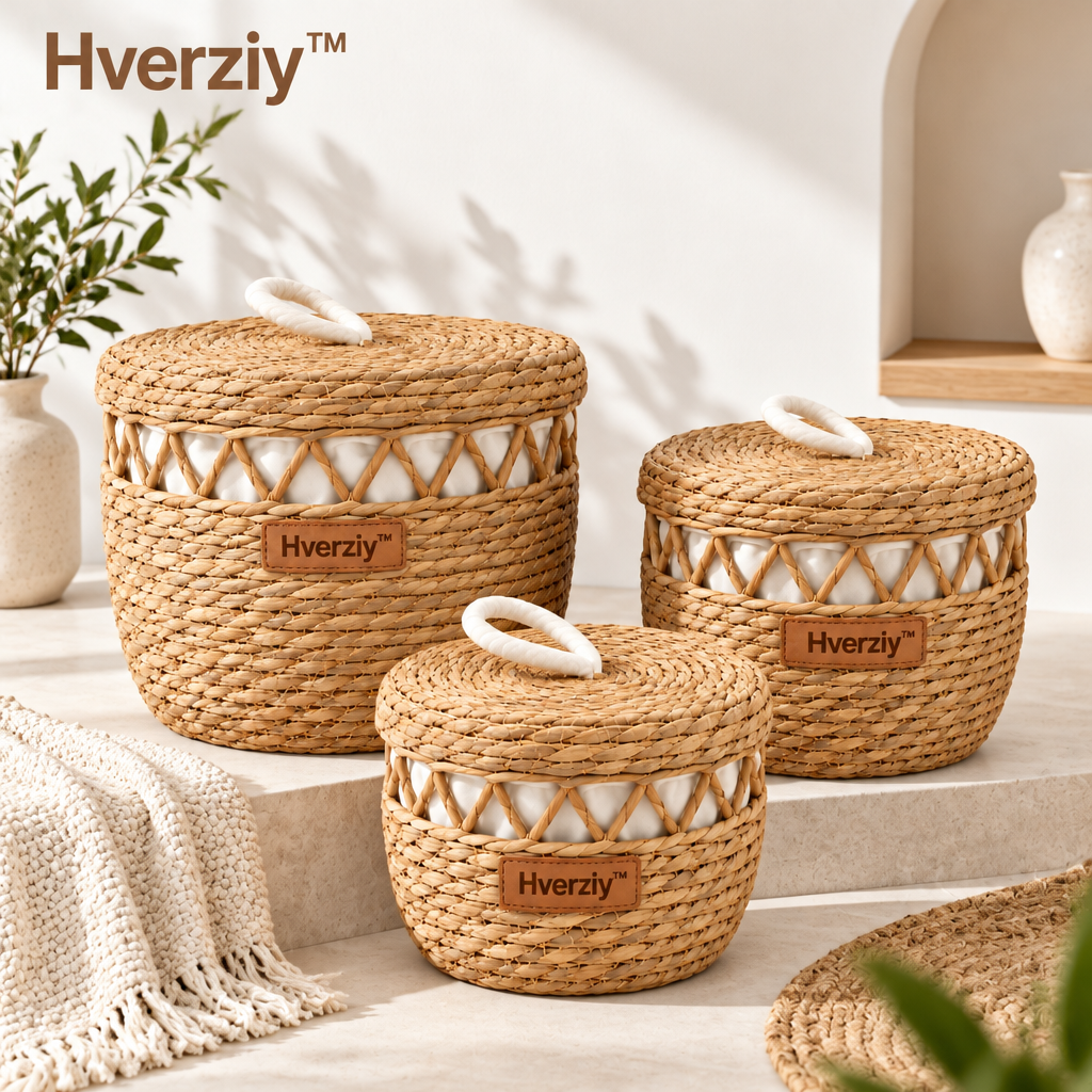 Hverziy Willow Cutout Handle Storage Basket Trio image 4